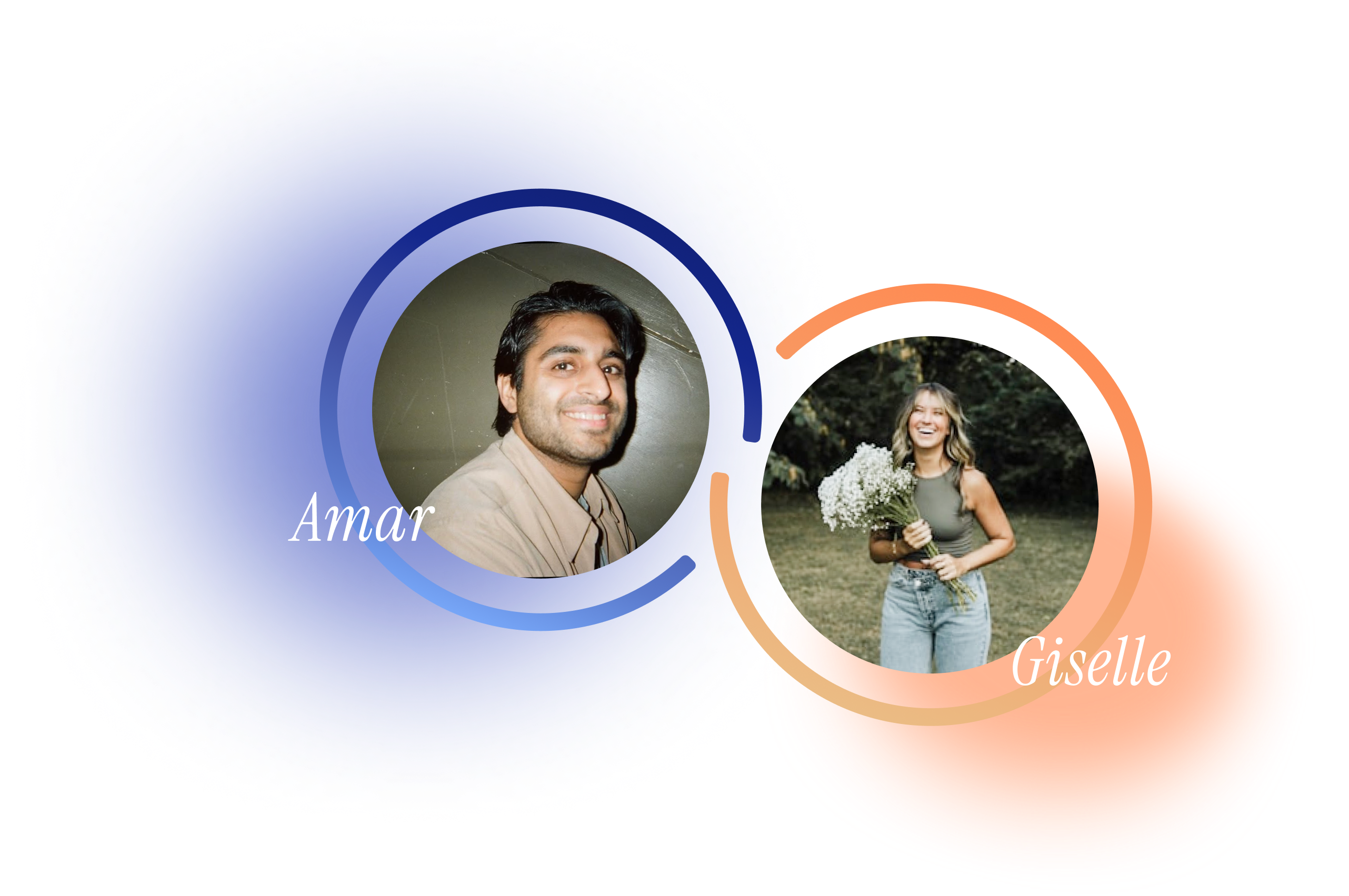 Two overlapping circular profile photos with compatibility rings